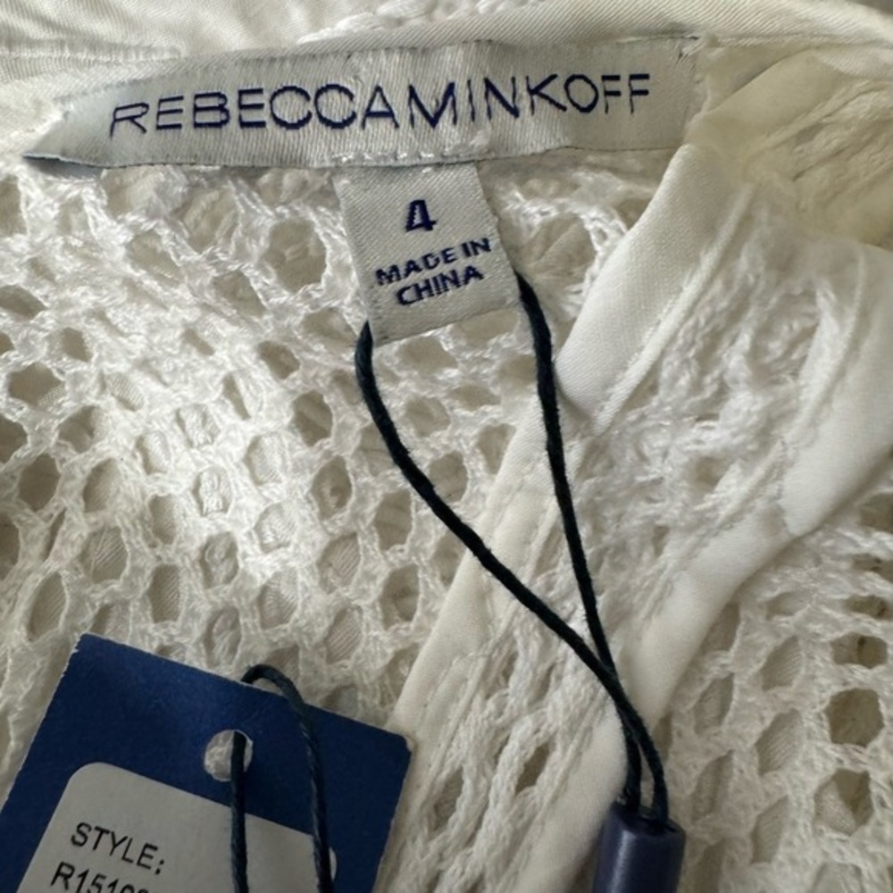 Rebecca Minkoff White Ivy Embroidered Zip Sheer Mesh Dress‎ Size 4 NWT $398 - Picture 7 of 8